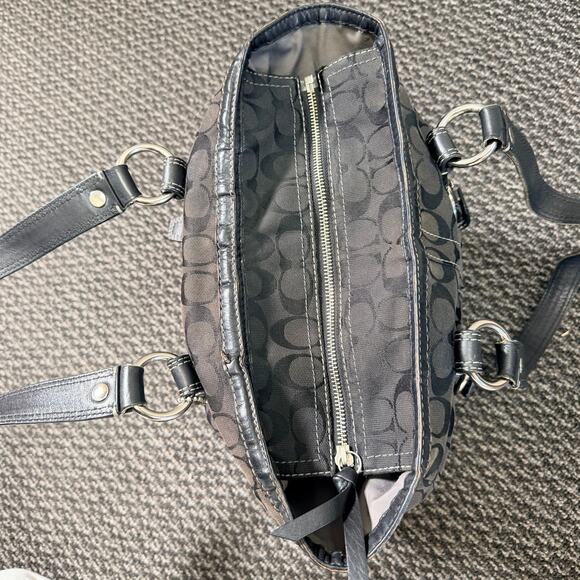 Coach Logo Black Shoulder Bag Purse w/Signature Leather Silver Hardware 15”x11” - Picture 11 of 16